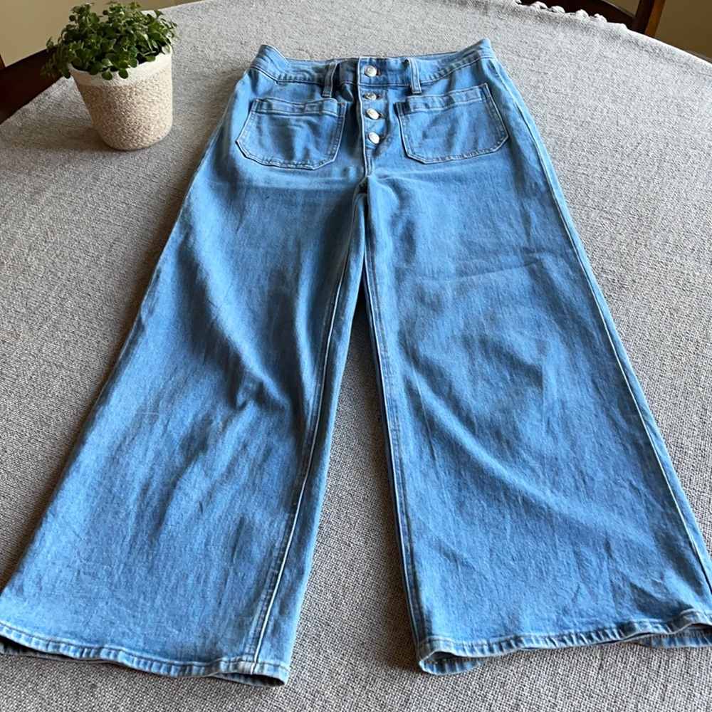 J Crew Point Sur wide leg crop jeans